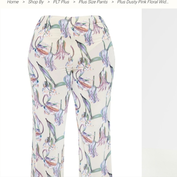 PrettyLittleThing Floral Sheer Wide Leg Pants- Cream Purple Vacation Holiday - Picture 11 of 12